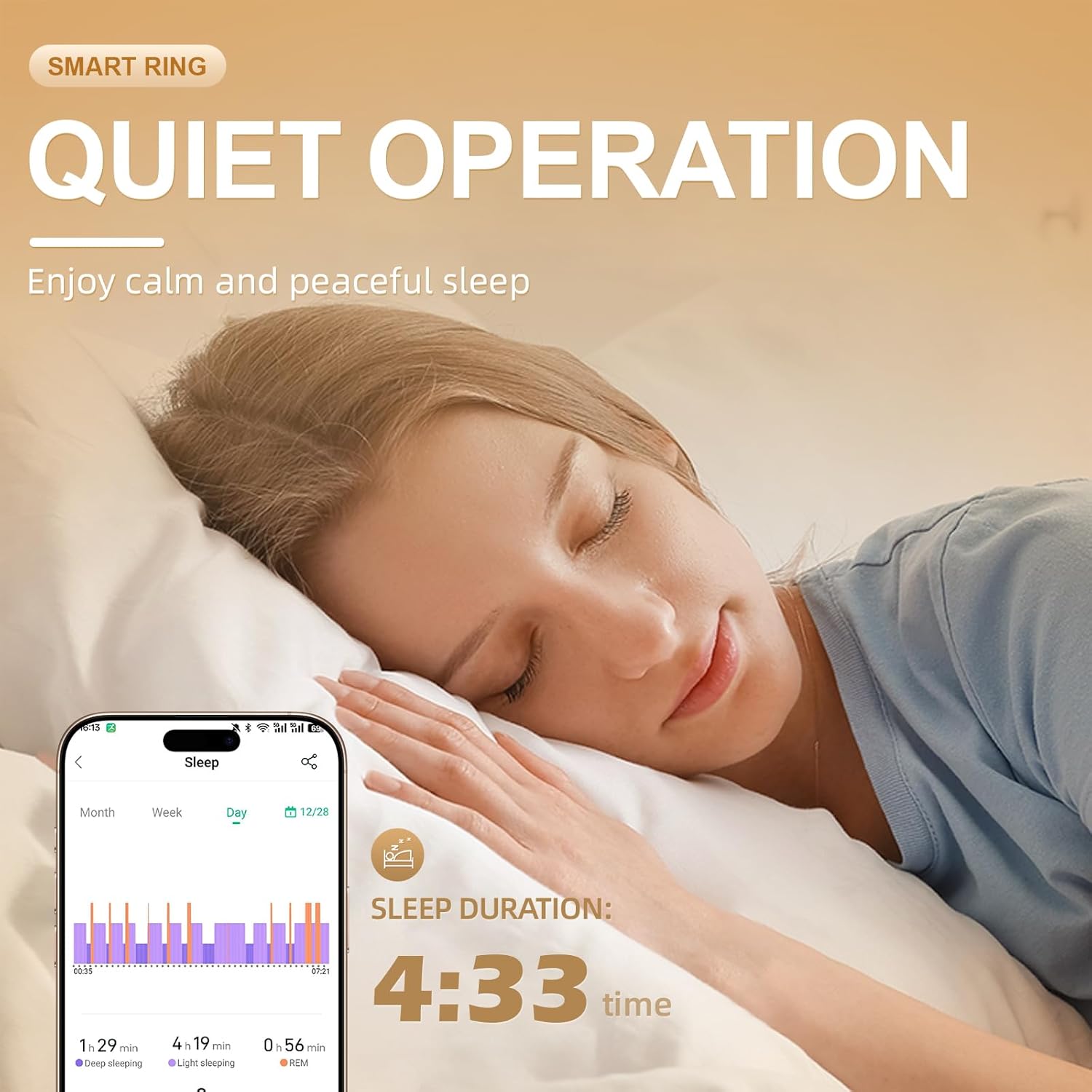 R18 Smart Ring for Women and Men, Fitness Tracker with Heart Rate Monitor, Sleep Tracker, 8 Sport Modes, Step Counter, IP68 Waterproof, Crystal Magnet