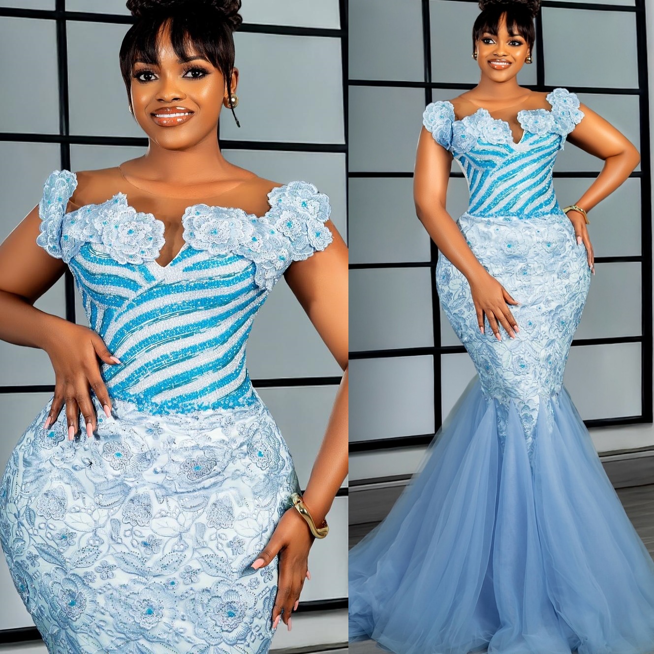 Light Sky Blue Mermaid Prom Dresses 2025 Lace Beaded Vintage Evening Formal Party Second Birthday Engagement Gowns Plus Size Dress For Special Occasio