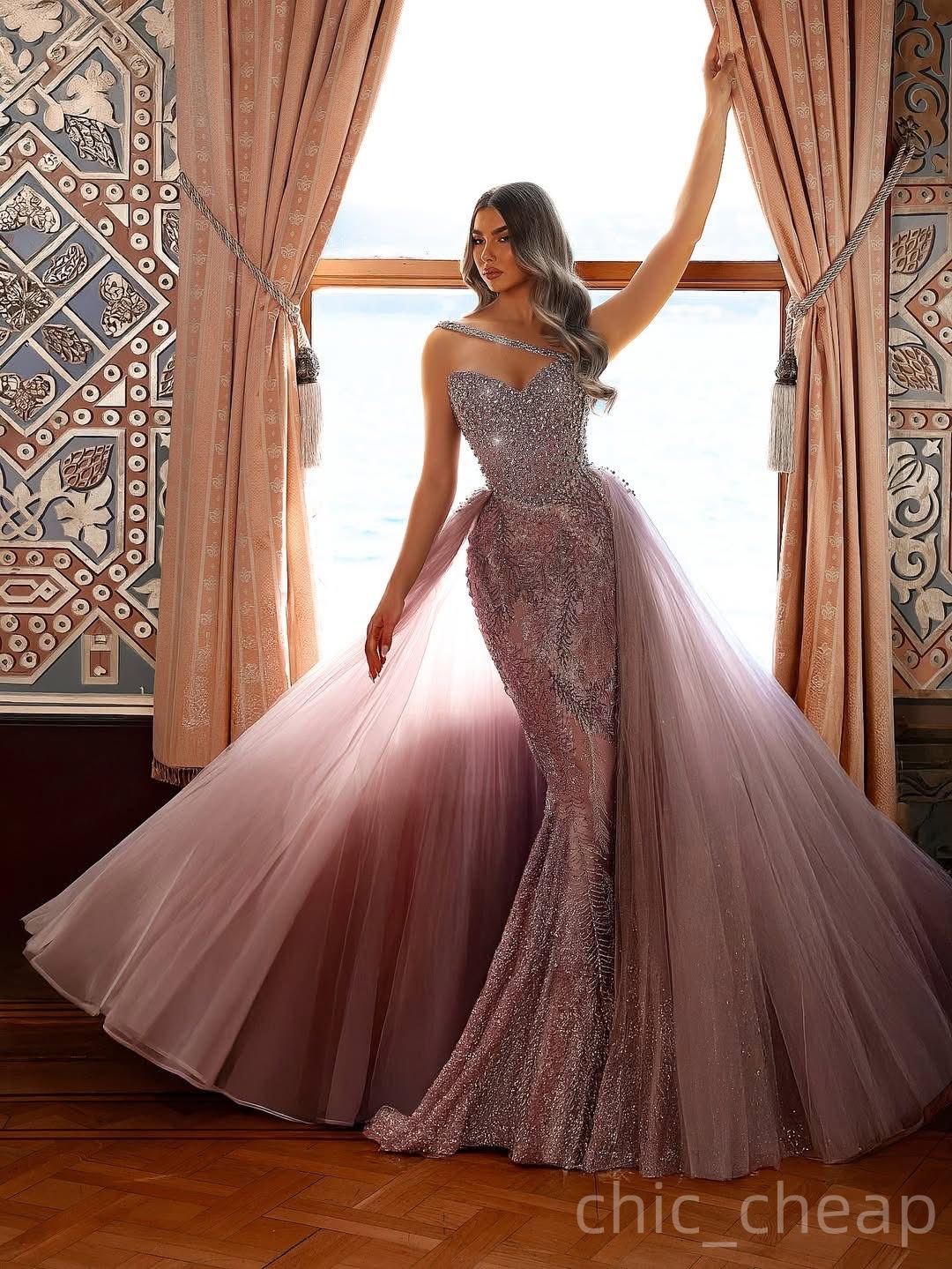 Blush Pink Mermaid Prom Dresses 2025 One Shoulder Crystals Lace Evening Formal Party Second Birthday Engagement Gowns Plus Size Dress For Special Occa
