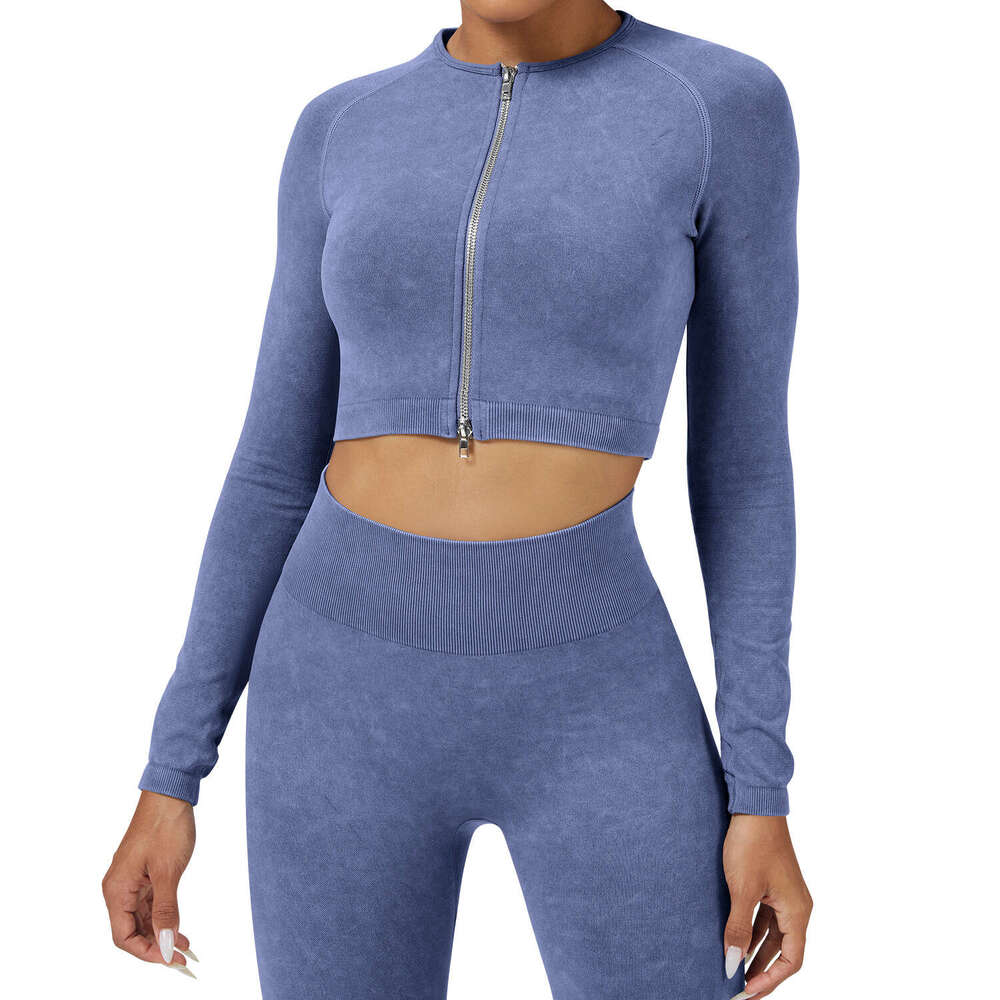 Autumn Winter Tight Sports Suit Bra Top Seamless Pants Fitness Long Sleeve Yoga Outfit Set 2e