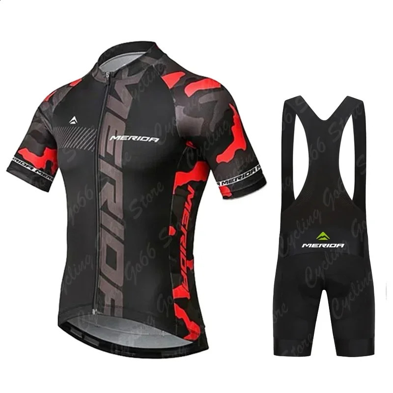 2025 Merida Cycling Jersey Set Summer Short Sleeve Breathable Mens MTB Bike Clothing Maillot Ropa Ciclismo Uniform Suit 250822