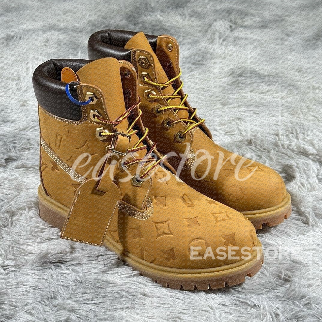 Tims boots men women boots yellow martin boots Ankle Boots Designer Cowboy shoes outdoor sports black white brwon pink red army green grey boots high top boots have box