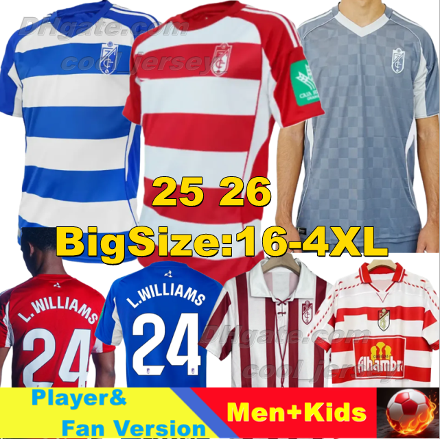 25 26 Granada CF Soccer Jerseys L.WILLIAMS STOICHKOV BOYE M.TRIGUEROS 2025 2026 WEISSMAN HONGLA INSUA RUIZ LAMA RODELAS Men Uniforms Retro 1997 2005 Football Shirts