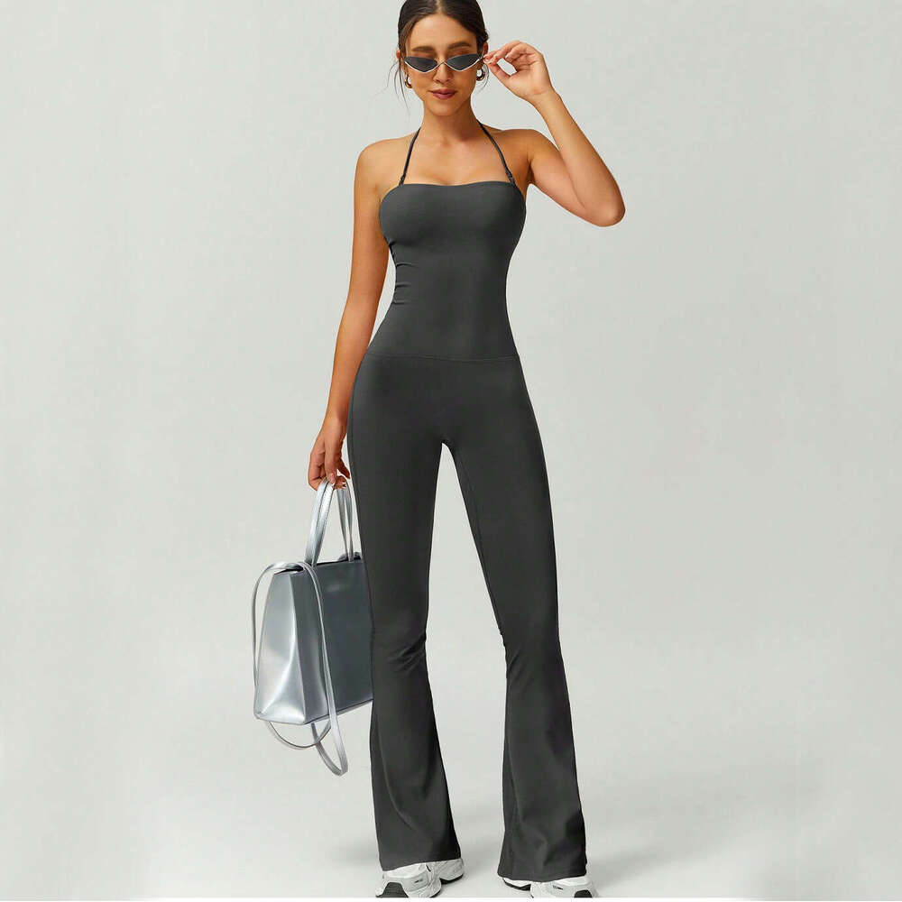 Suspender Long Pants Yoga Jumpsuit Two-Way Wear Waist-Cinching Hip-Lifting Sports Fitness Bodysuit 59