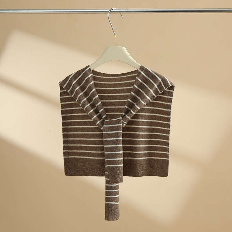 casquette beanie cap Autumn Winter Knitted Cashmere Scarf Thin Neck Warmer Fake Collar Striped Shirt Shawl