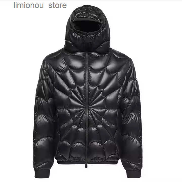 Warm Puffer Jacket Mens - Insulated Winter Coat with Spider Web Design 90% White Down Fill Thicker Casual Outerwear - Male Puffer Coat Z250822
