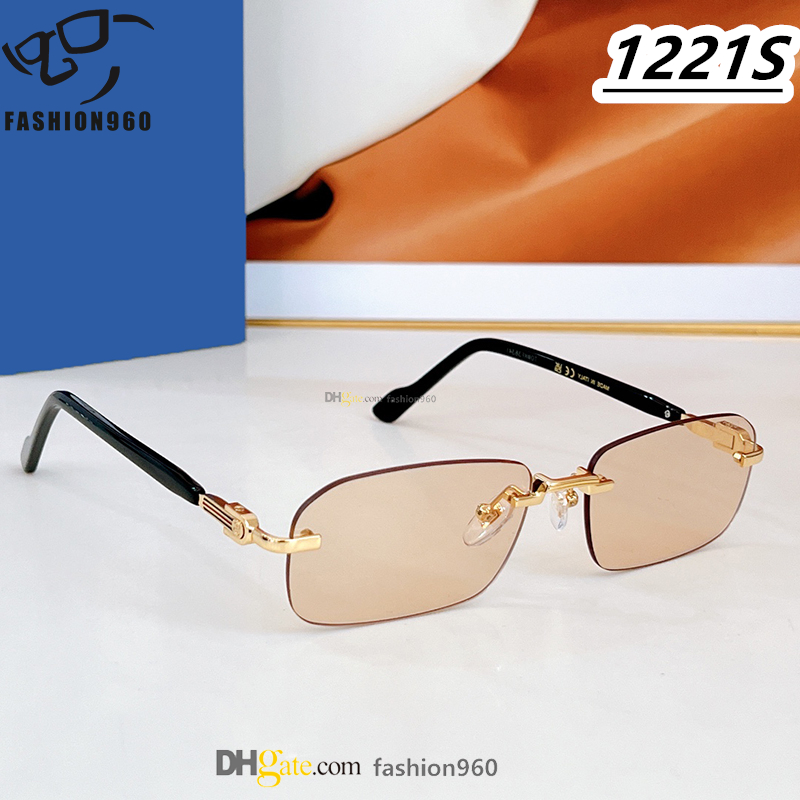 Full pattern lens luxury sunglasses Women Fashion famous Designer Brand Men GG1221S Acetate Personality Classic Clear optical frame lunettes de soleil
