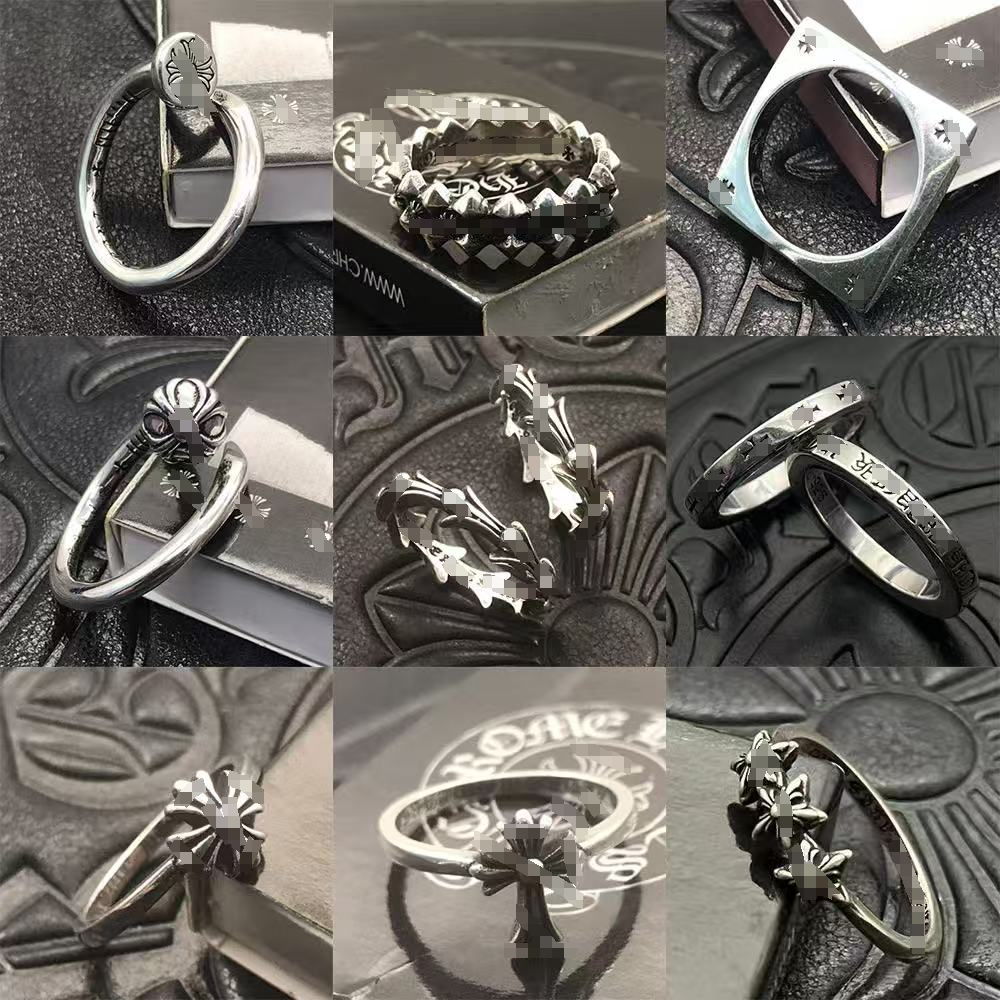 2025 Chrome Crossers Rings 18k Gold Plated Hip Hop Men and Women High quality Vintage Cross Open Thai Silver Designer Chromers Ring Jewelry gift d6f
