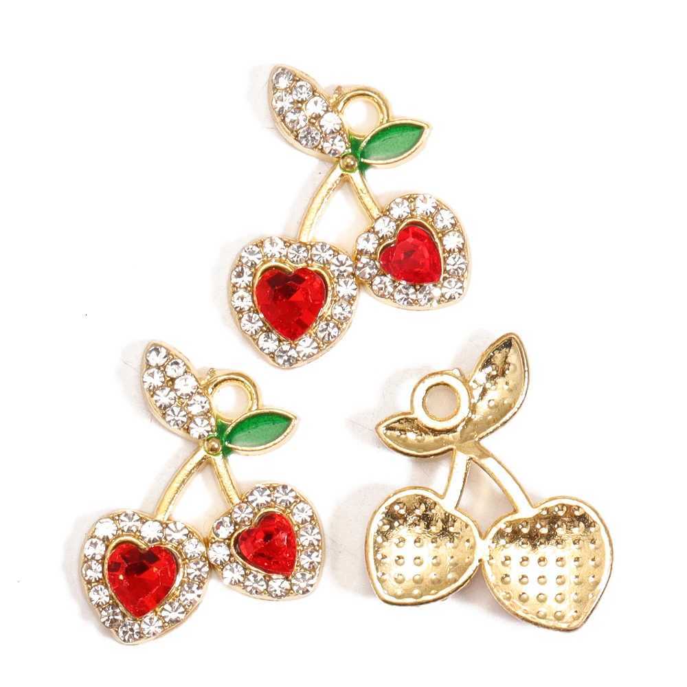 Designer 10Pcs Mixed Red Crystal Charms Cute Fruit Pendants for DIY Jewelry Making Accessories Handmade Earrings G250825