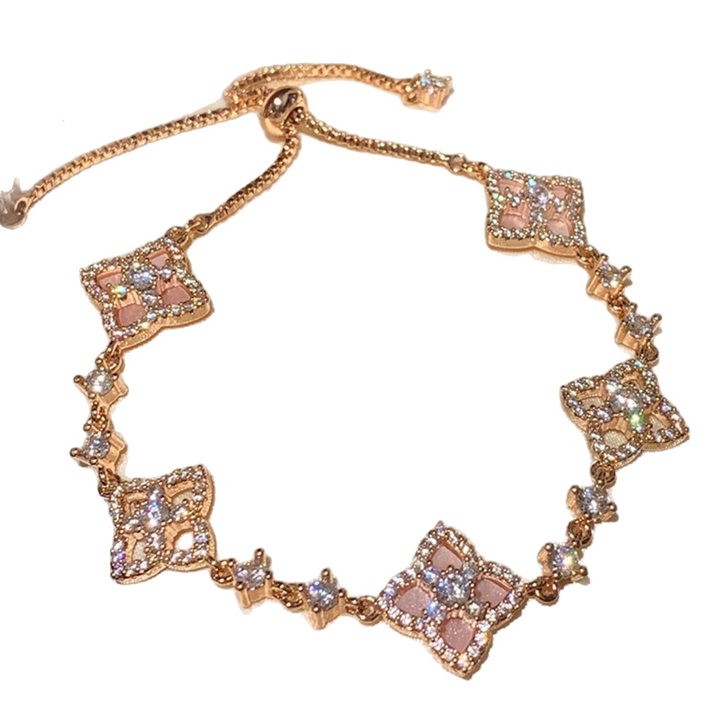 Zircon Hollow Mother-of-Pearl Flower Pull-Out Bracelet Light High-End Fashion Versatile Elegant Jewelry - view 6
