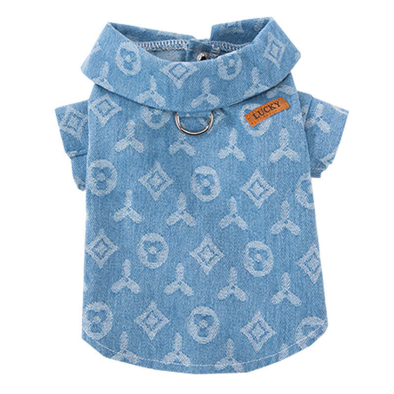 Lanjia- Autumn Winter Dog Fashion Trendy Cool Jacquard Leash Denim Two-Legged Clothes For Small Medium Dogs And Cats Pet Clothing E4d5e
