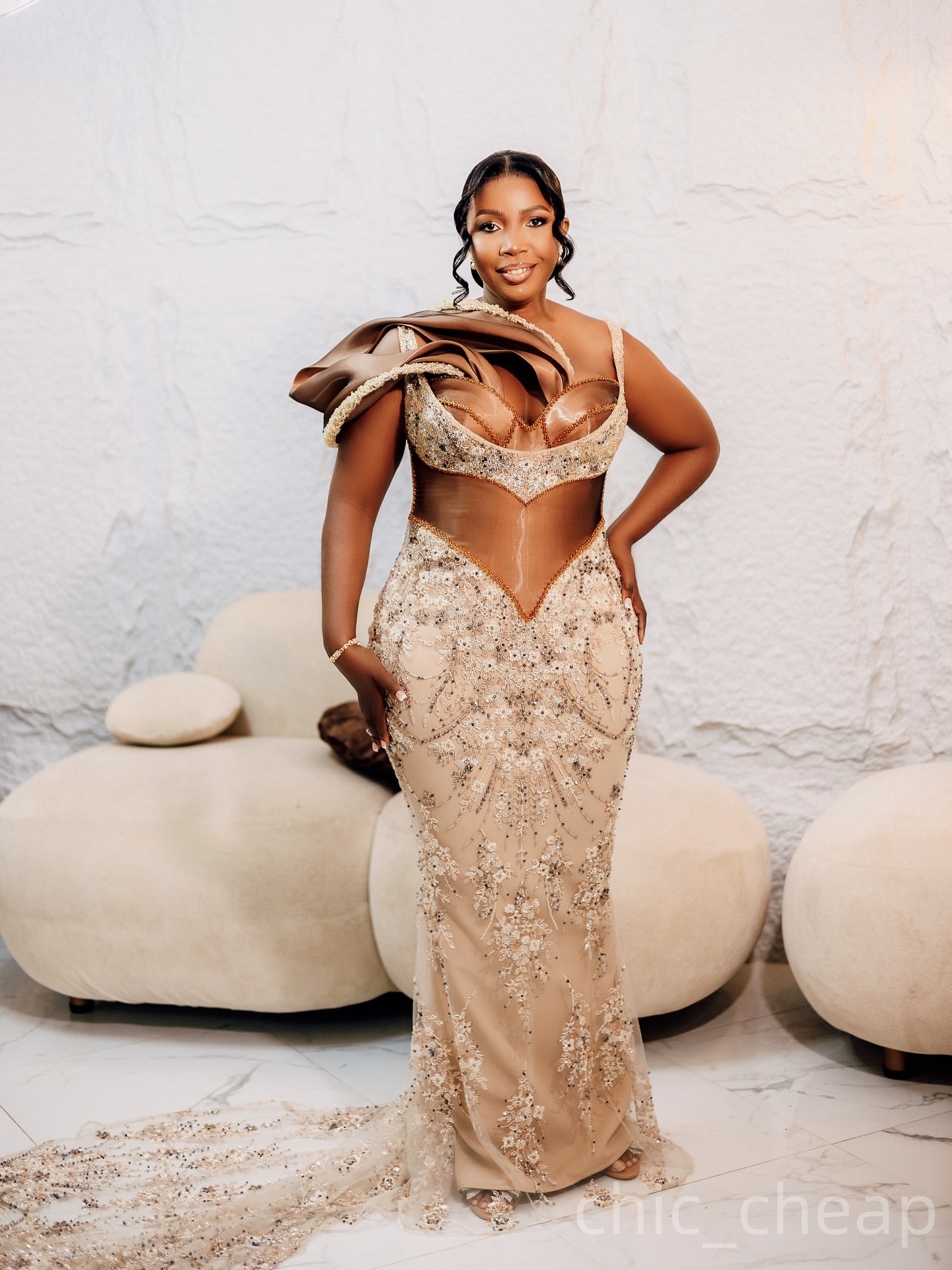 Champagne Mermaid Prom Dresses 2025 Beaded Sequined Lace Illusion Evening Formal Party Second Birthday Engagement Gowns Plus Size Dress For Special Oc