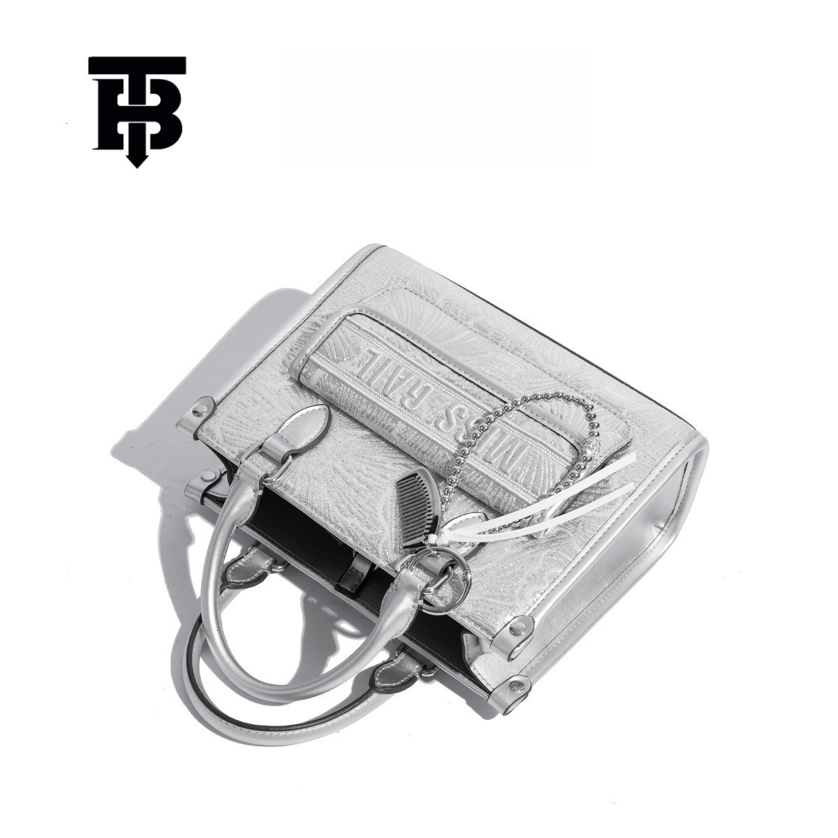 TB BHULAMTE Embroidered Handbag - Large Capacity Floral Shoulder Bag in Silver Z260124