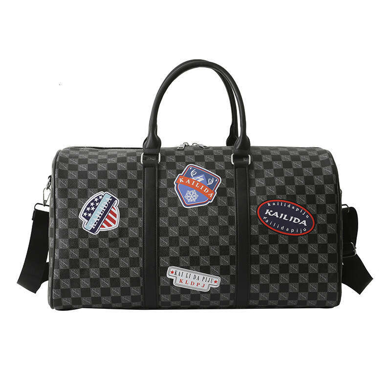 Stamp Print PU Waterproof Travel Large Capacity Casual Handbag Short Business Trip Carry-on Luggage Bag