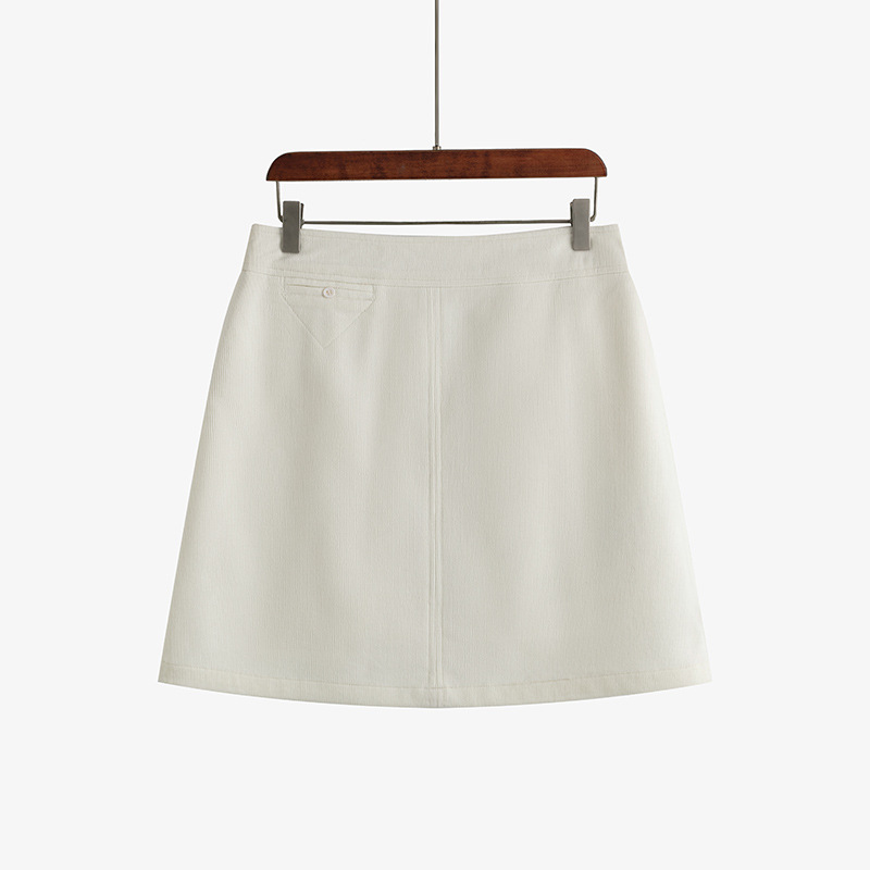 SY22025 Large Size Casual Versatile Straight Corduroy Skirt Women's Loose Skirt