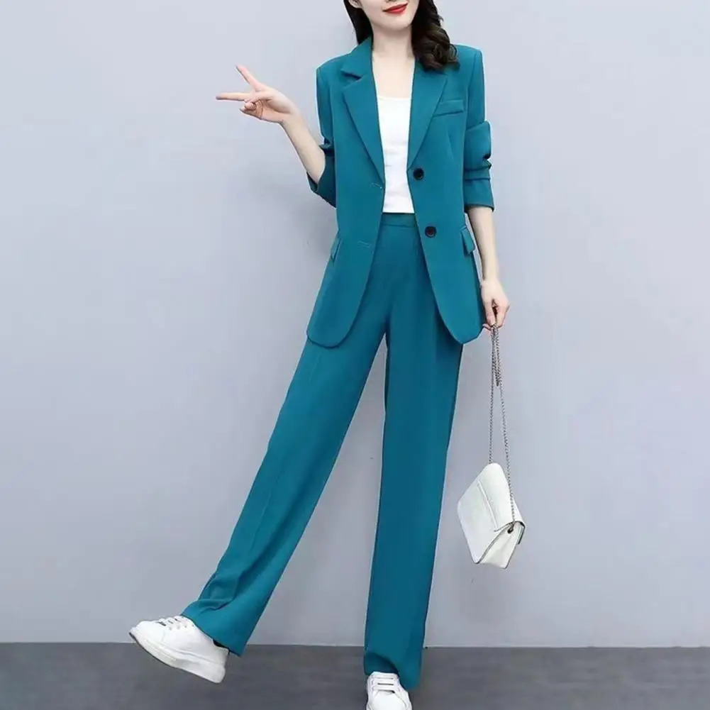 Women Thin Jacket Casual Pants Formal Two piece Set Office Lady Business Cardigan Coat Pants Suit Commute Clothes 250825