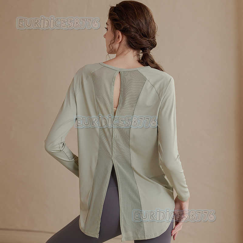 Loose Mesh Sports Top for Women Breathable Slimming Plus Size Yoga Shirt Long Sleeve Tshirt for Running and Fitness Autumn H250825