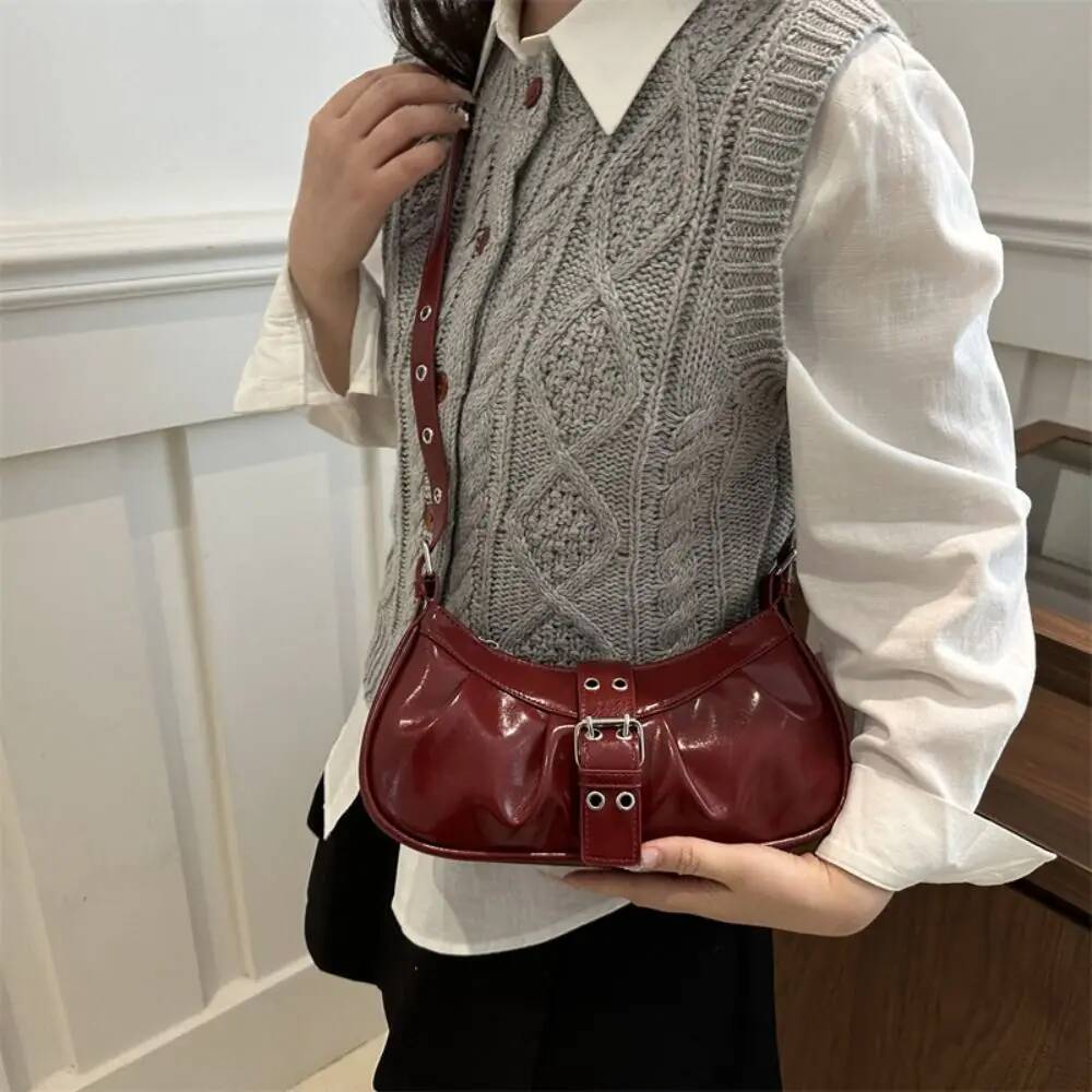 Retro Designer Buckle Armpit Pu Leather Gothic Y2k Shoulder Bag Vintage Cross Body Spicy Girl Handbag Female ddmypanda