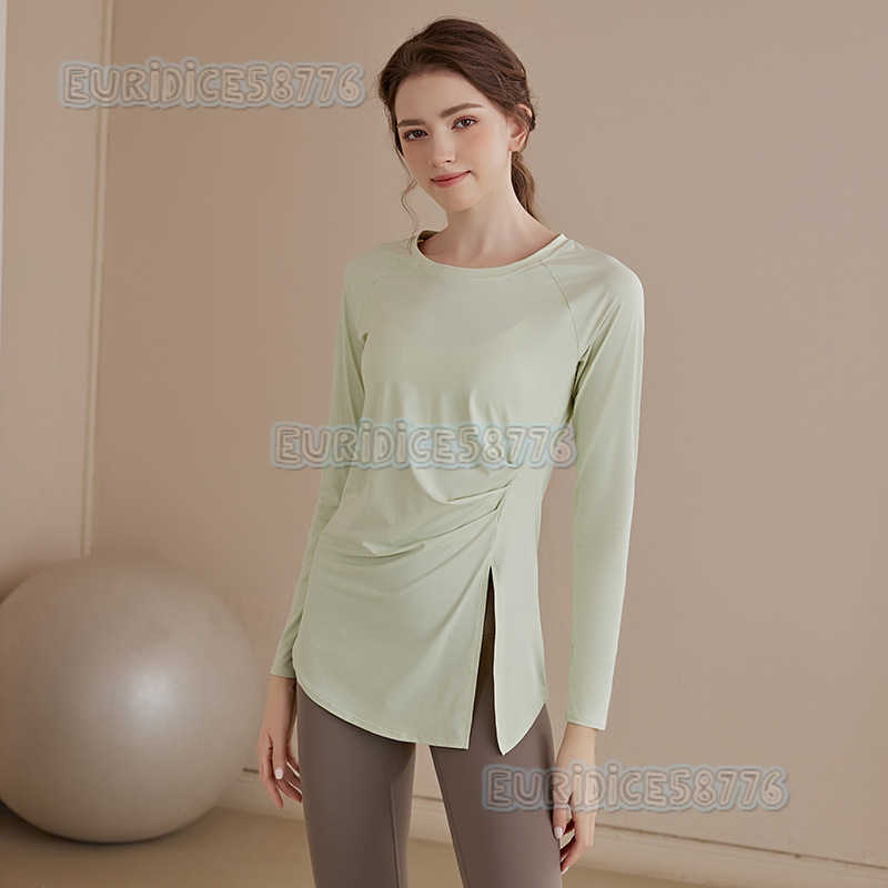Highend Long Sleeve Yoga Top for Women 2025 New Fitness Wear Loose Slimming Ruched Hipcovering Sports Top H250825
