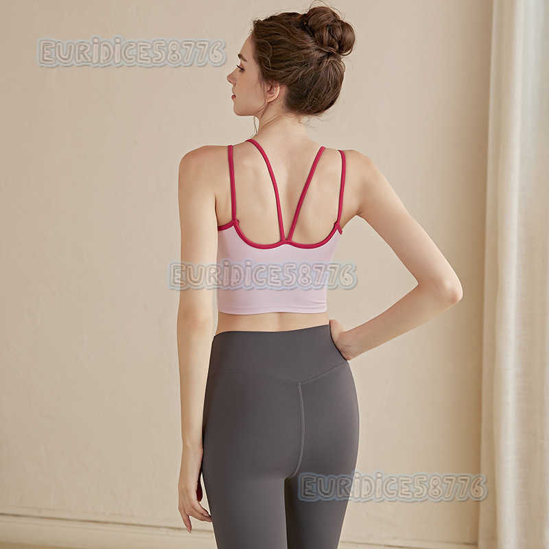 Double Strap Beauty Back Camisole Yoga Vest Women Sports Bra Pushup Antisagging Pilates Bra Fitness Top H250825