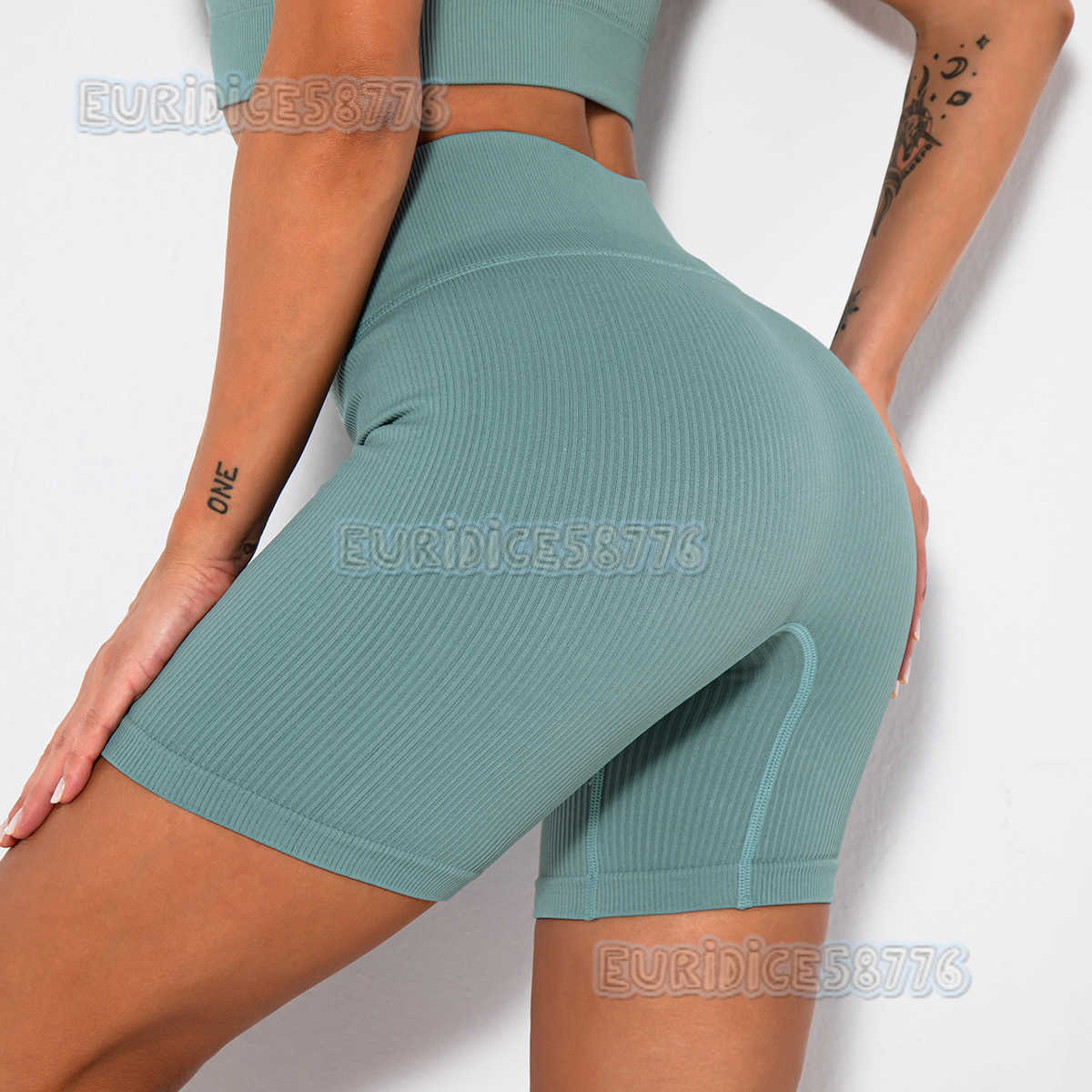 Threaded Yoga Shorts Celebrity Seamless High Waist Hip Lift Sports Tight Fitness Shorts for Women H250825