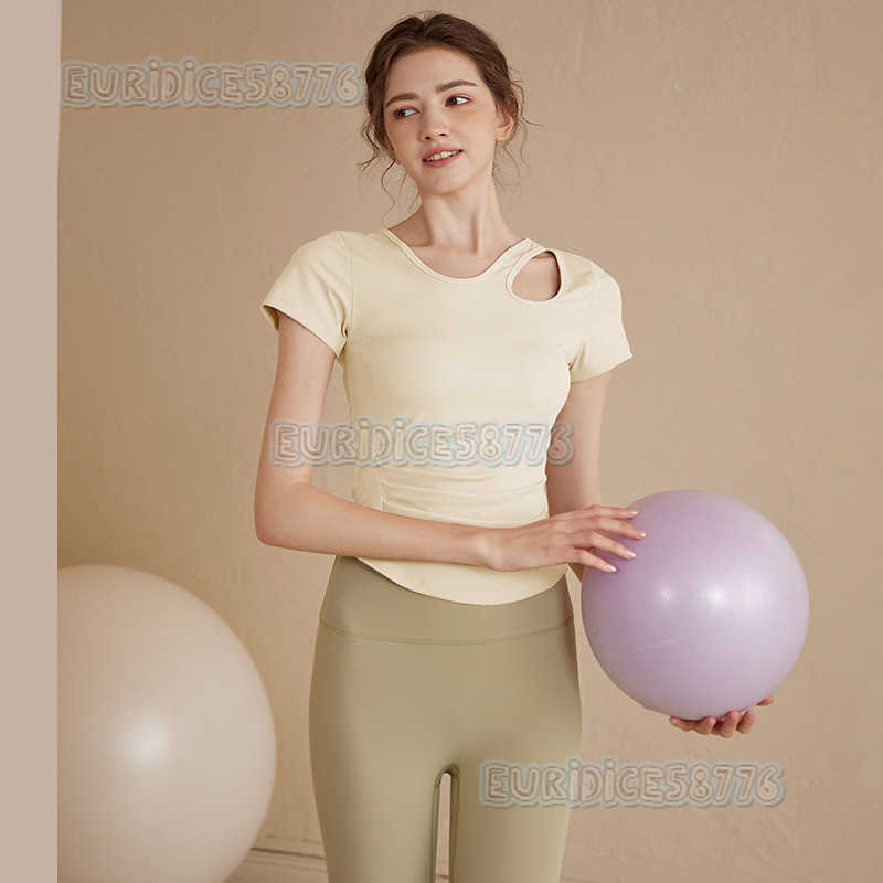 Highend Yoga Wear Sexy Slim Fit Breathable Thin Sports Fitness Shirt Running Short Sleeve Pilates Top H250825