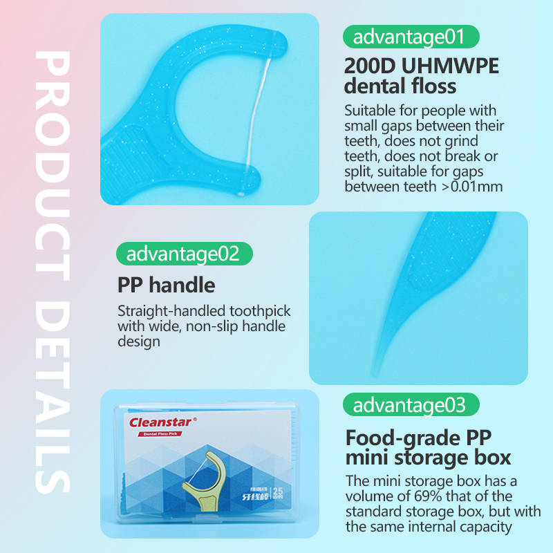 25-piece dental floss box with high-molecular-weight dental floss sticks that do not damage gums, colorful and convenient portable boxed