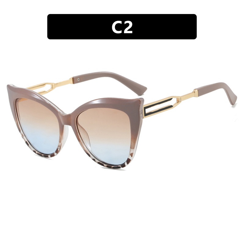2025 Trendy Two Tone Cat Eye Sunglasses for Women Over sized UV 400 Protection Fashion Shades