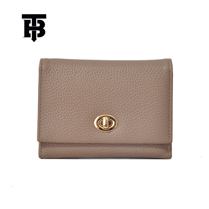 TB BHULAMTE Urban Simple Women's Wallet Luxury New Korean Metal Buckle Folding Card Bag Fashion Solid Color Designer Zipper Coin Bag Lychee Patte