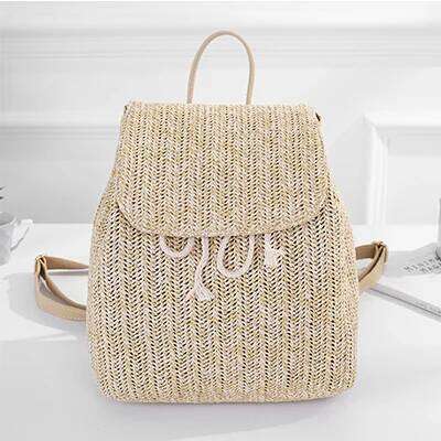 Designer Bags Fashion Straw Woven Backpack Women Shoulder Bags Summer Teenage Girl Quality Bagpacks Female Travel Bag Books Rucksack Mochila Luxury Ba