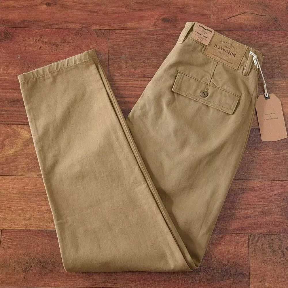 Loose Straight Leg Cotton Casual Pants for Men Summer Waed Khaki Workwear Trousers Youth Fashion Long Pants Business Casual W250826