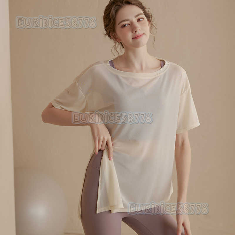 Loose Lightweight Sports Coverup for Women Ice Silk Feel Breathable Yoga Shirt Short Sleeve Tshirt Quickdry Running Fitness Top H250825
