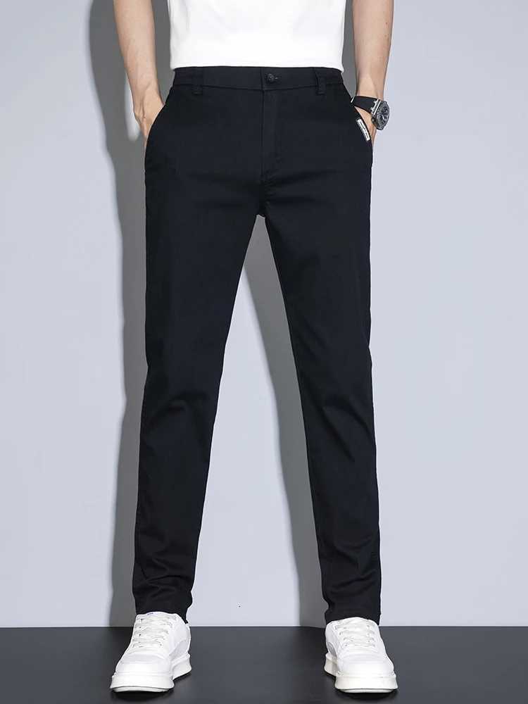2025 New Mens Casual Pants Spring Summer Thin Business Straight Cotton Stretch Classic Work Trousers Korean Brand Clothing W250826
