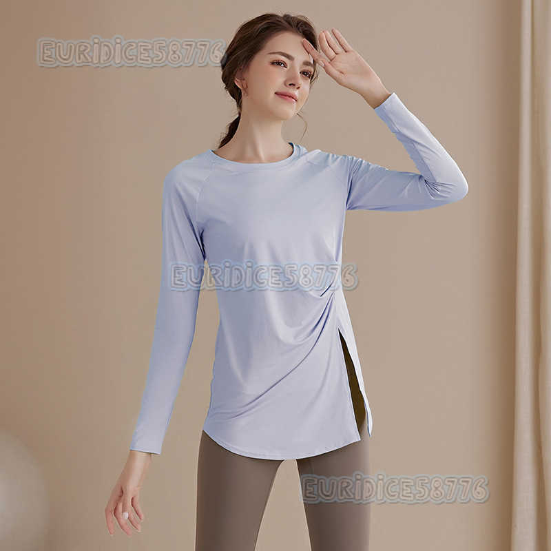 Highend Long Sleeve Yoga Top for Women 2025 New Fitness Wear Loose Slimming Ruched Hipcovering Sports Top H250825