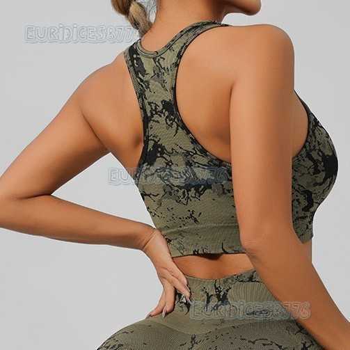 Tiedye Seamless Sports Yoga Bra Large Bust Minimizing Running Fitness Padded Tank Top for Women High Elasticity H250825