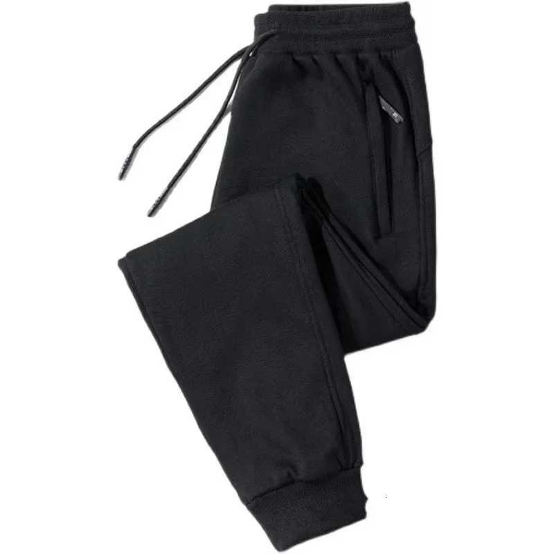 2025 Mens Elastic Waist Soft Warm Casual Ankle Band Zipper Pockets Trousers Men Drawstring Pants Loose Spring Fall Sweatpants W250826