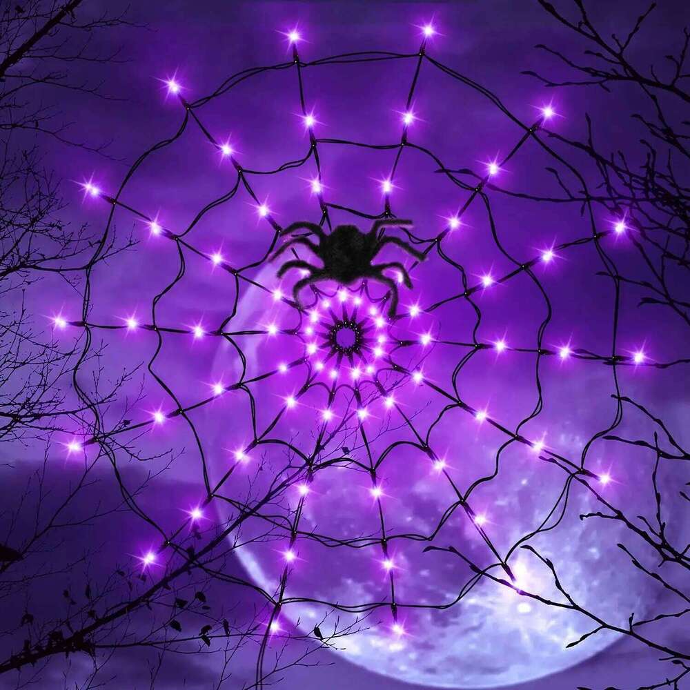 Halloween LED String Festival Ghost House Party Decoration Atmosphere Spider Web Colorful Light