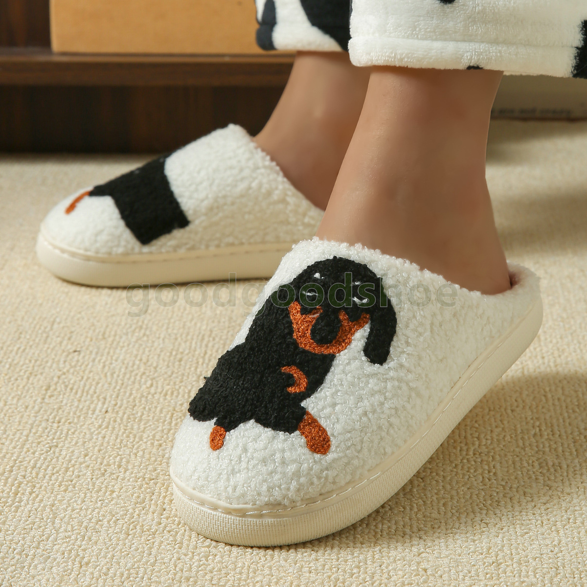 cute warm winter designer slides soft comfortable slippers mens womens cotton animal cartoon cozy house indoor shoes size 36-45