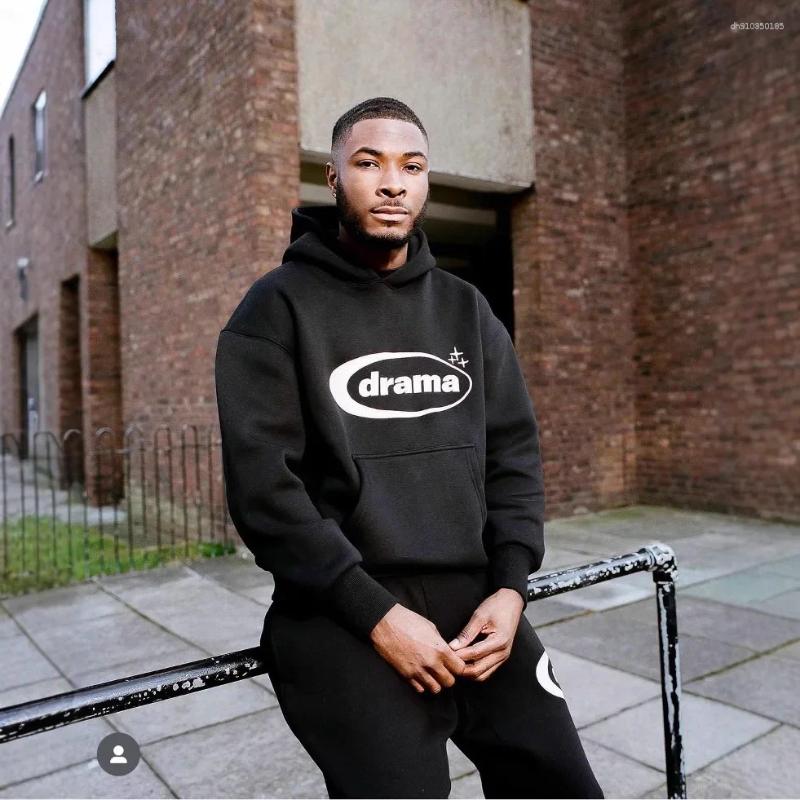 Men's Hoodies Sporty Thin Fleece Hoodie Set Hip Hop Street Style Casual Loose Fit Male Clothing Drama Call UKDRIPDRILL Trendy Ensemble