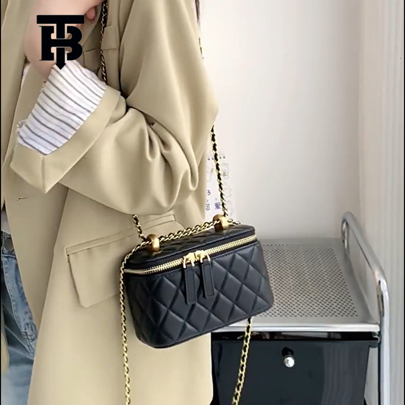 TB BHULAMTE Designer Sheepskin Bag Genuine Leather Ladies' Bag Golden Ball Quilted Chain Bag High-end Luxury Bag Lipstick Crossbody Small Square 