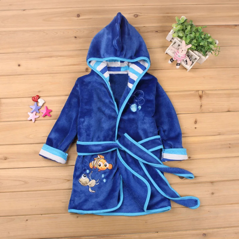 Children Pijama Infantil Kids Warm Pajama Nemo Pyjamas Boys Baby Girls Blue Clown Fish Animal Flannel Sleepwear Robe 250826