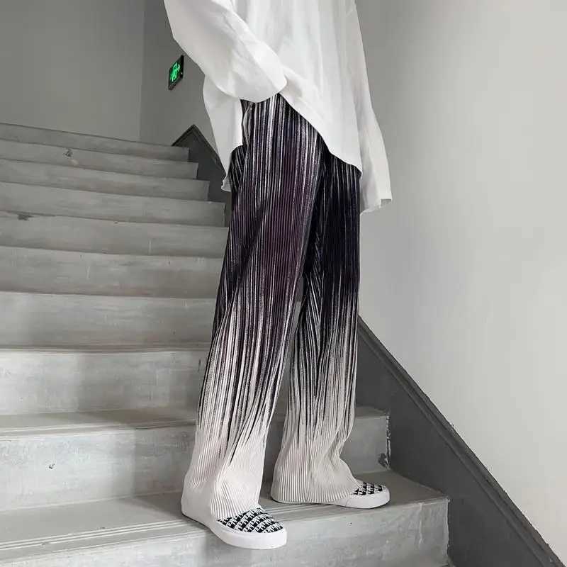 Summer Silk Pleated Man Casual Pants Harajuku Wide Leg Oversize Pants Streetwear Vintage Y2k Pants Clothes Trousers 2022 New W250826