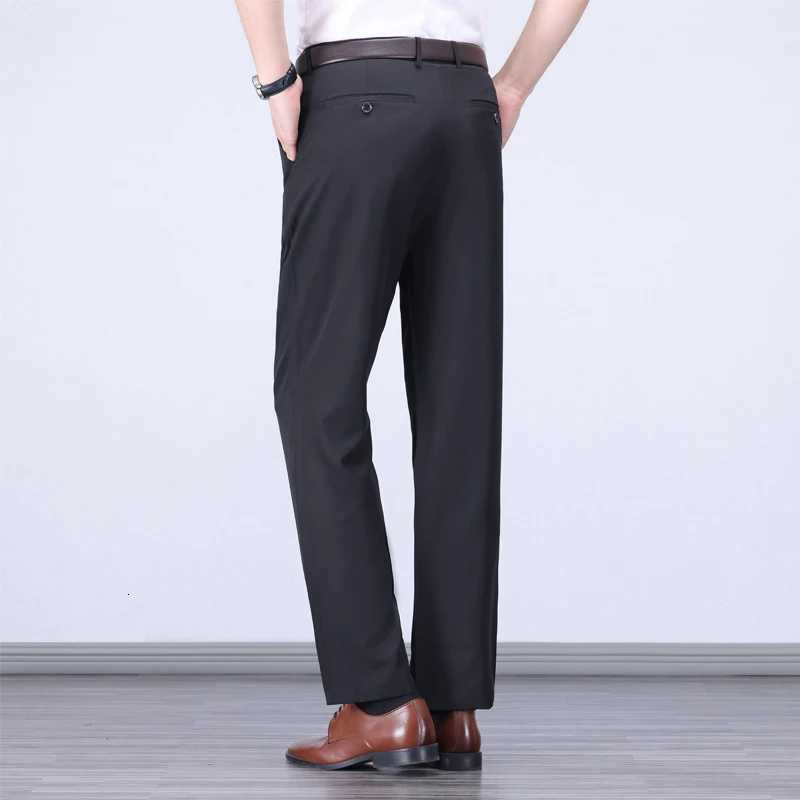 Mens Smart Casual Pants Elastic Sports Mens Quick Drying Pants Spring and Autumn Straight Leg Office Black Navy Blue Work Pant W250826