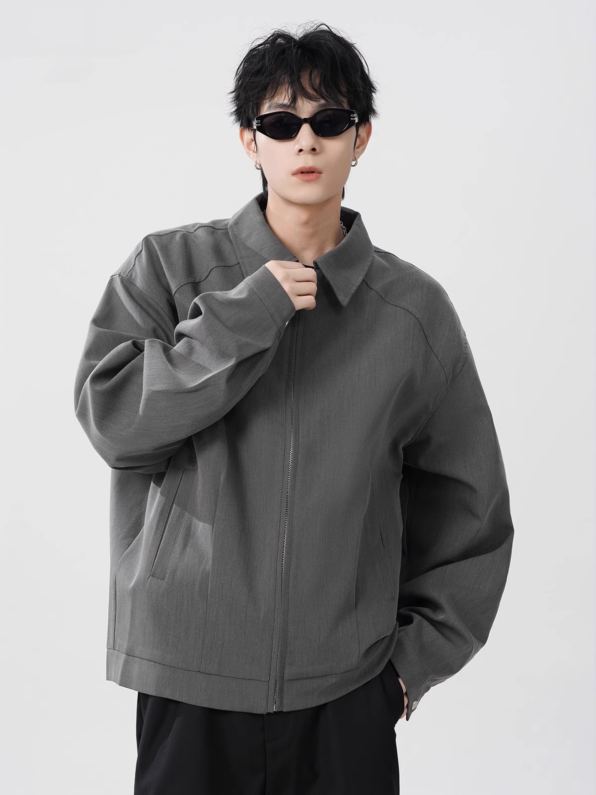 L2202 Sweatshirt Men's Fashion Brand Waffle Fake Two-piece 2024 Autumn New Long-sleeved T-shirt