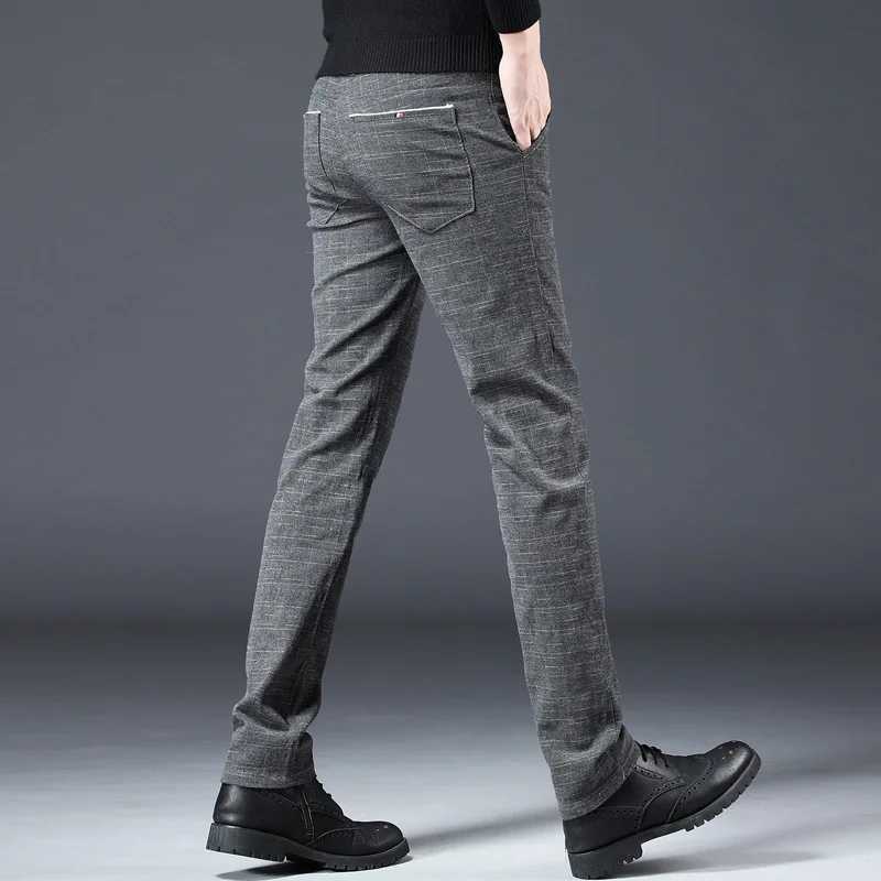 Mens Comfortable Breathable Cotton Casual Pants Mens Fashion Slim Fit Straight Korean Style Stretch Black Gray Blue Mens Pants W250826