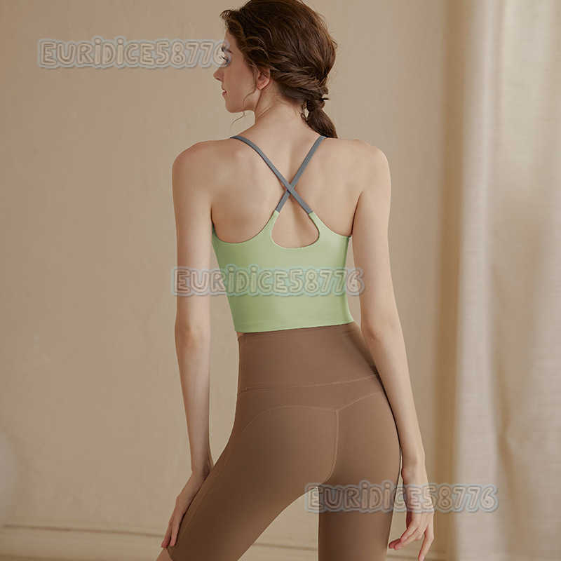 Cross Back Strap Sports Bra for Women Shockproof Quickdry Fitness Bra Pilates Yoga Vest for Summer H250825