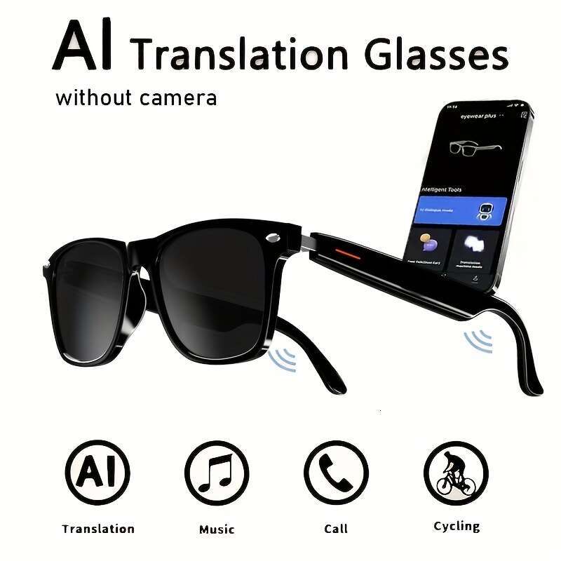 4k Camera Glasses, Ai Smart Glasses with Real-Time Translation & Object Recognition, Open-Ear Audio, Ultra-Light Design, Max 8hrs Playtime for Outdoor