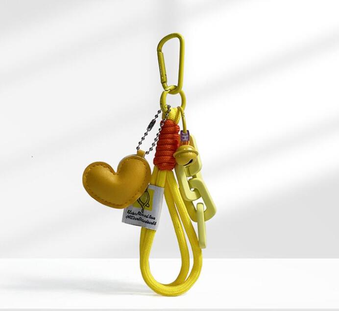Style Heart Bell Chain Bracelet Pendant Dopamine Climbing Rope Bag Keychain Ornament 250726