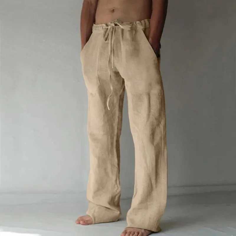 Summer Spring 2024 New Mens Cotton Linen Pants Male Autumn New Breathable Solid Color Linen Trousers Fitness Streetwear S3XL W250826