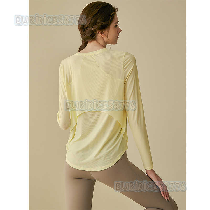 Loose Breathable Sports Coverup Women Yoga Wear Running Quickdry Training Thin Longsleeve Tshirt Fitness Top Autumn H250825
